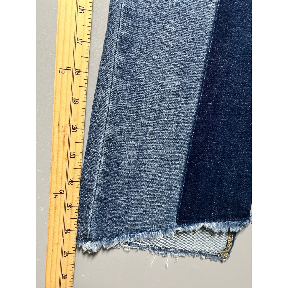 Cabi 6281 Hi-Low Crop Two-Tone Colorblock Jeans Blue Size 10 Womens Denim - Picture 9 of 9